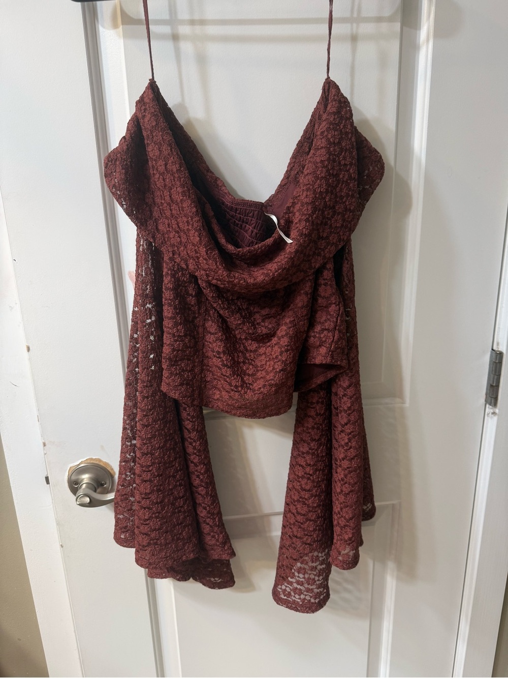 Free People Burgundy Lace Crop Top